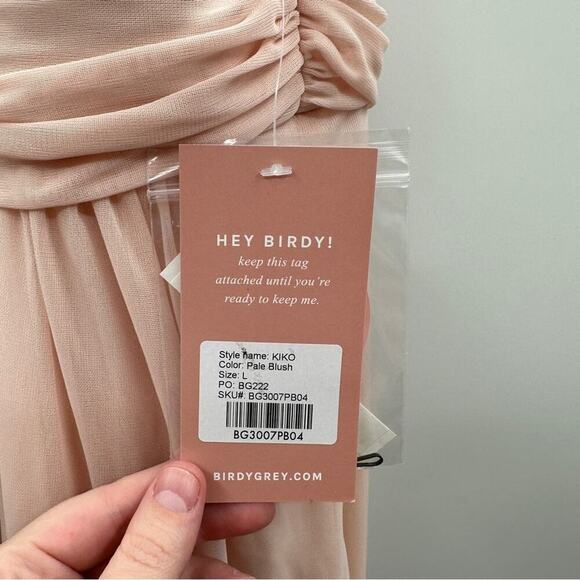 Birdy Grey Kiko Mesh Halter Formal Bridesmaid Dress in Pale Blush Size L NWT - Picture 10 of 11